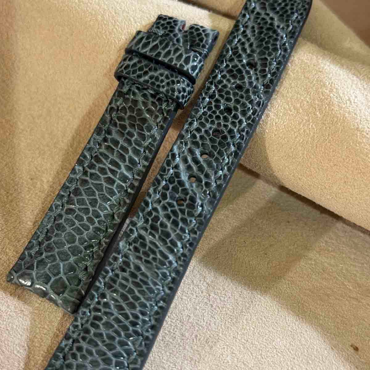 ost-364 オーストリッチ 腕時計ベルト グレー ラグ幅19mm ost-434 オーストリッチレザー 腕時計ベルト グレー (ラグ幅19mm