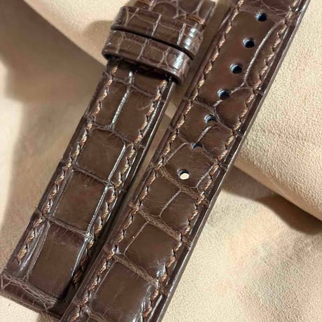 cro-2133  クロコダイル  腕時計ベルト ブラウン (ラグ幅18 mm - バックル幅16 mm)