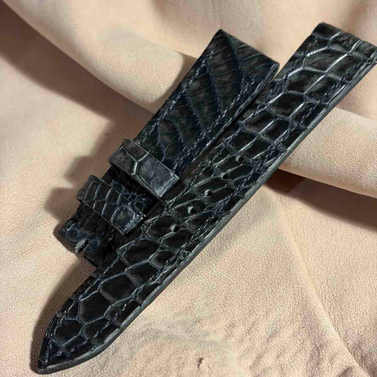 exh-60 墨染め クロコダイル 腕時計ベルト (ラグ幅20mm - バックル幅