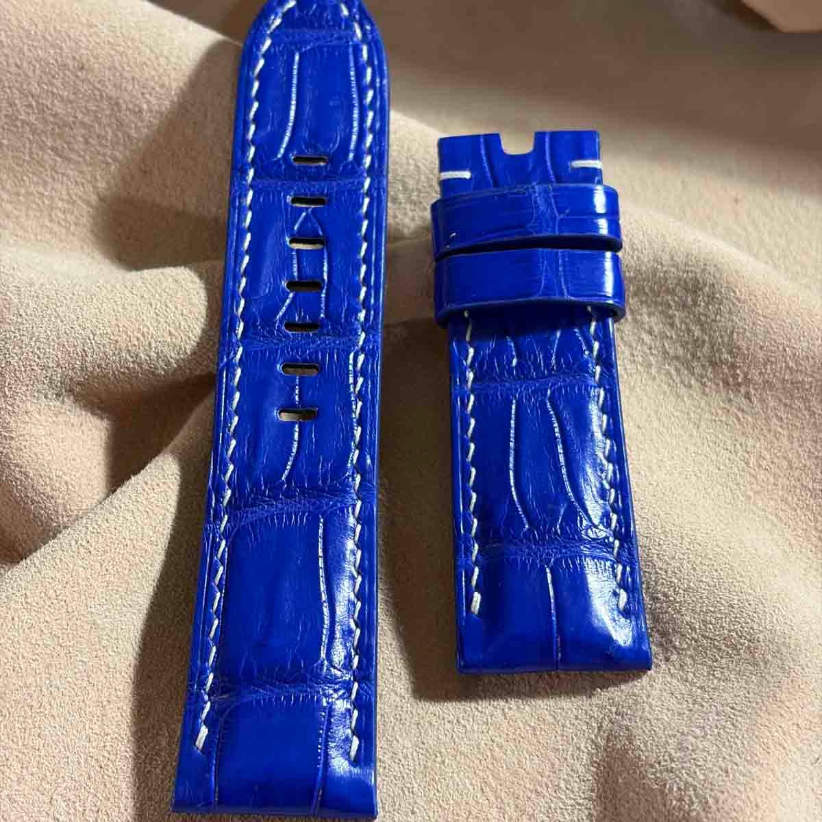 cro-1999 クロコダイル 腕時計 ベルト コバルトブルー (ラグ幅24 mm