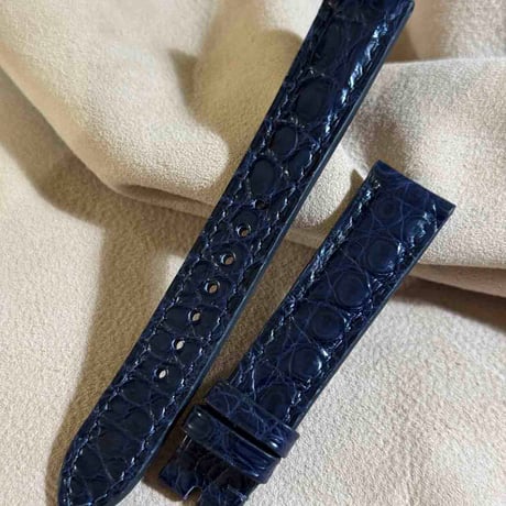 cro-1878  クロコダイル  腕時計 ベルト ネイビー  (ラグ幅18 mm - バックル幅16 mm)