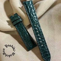 cro-1937 クロコダイル 腕時計 ベルト グロス仕上げ オリーブ (ラグ幅19
