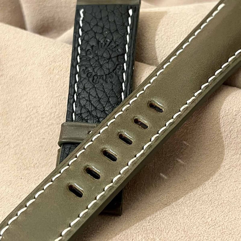 cod-163 コードバン レザー 腕時計ベルト カーキ (ラグ幅22 mm