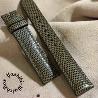 liz-335  リザード レザー 腕時計 ベルト オリーブ (ラグ幅18 mm - バックル幅16 mm)