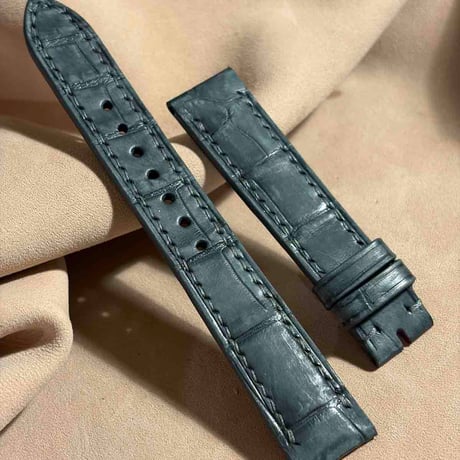 cro-2030 ヌバック クロコダイル  腕時計ベルト グレー (ラグ幅18 mm - バックル幅16 mm)
