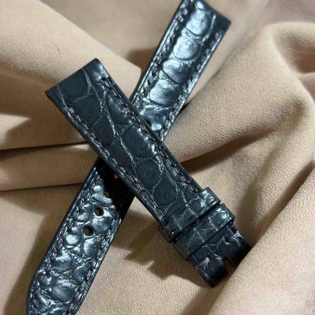 cro-1872  クロコダイル  腕時計 ベルト ダークグレー  (ラグ幅19 mm - バックル幅16 mm)