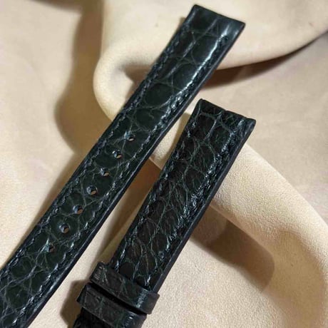 cro-1883  クロコダイル  腕時計 ベルト ブラック  (ラグ幅18 mm - バックル幅16 mm)