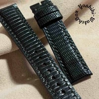 liz-373  リザード レザー 腕時計 ベルト ブラック (ラグ幅20 mm - バックル幅18 mm)