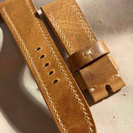 hor-249 HORWEEN ダービー / ナチュラル 腕時計ベルト (ラグ24mm - バックル幅22mm)