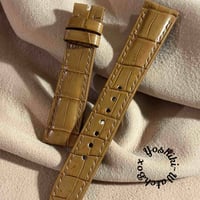 cro-2126  クロコダイル  腕時計ベルト コーヒーブラウン (ラグ幅19 mm - バックル幅16 mm)