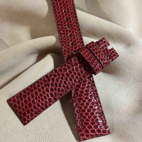 liz-290  リザード レザー 腕時計 ベルト レッド (ラグ幅19 mm - バックル幅16 mm)