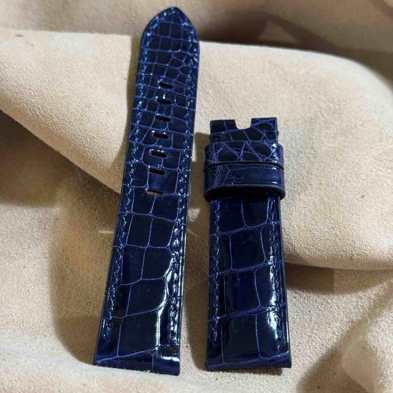 cro-1922 クロコダイル 腕時計 ベルト グロス仕上げ ブルー