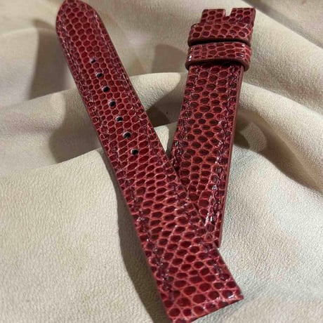 liz-290  リザード レザー 腕時計 ベルト レッド (ラグ幅19 mm - バックル幅16 mm)