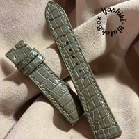 cro-2141  クロコダイル  腕時計ベルト オリーブ (ラグ幅21 mm - バックル幅18 mm)