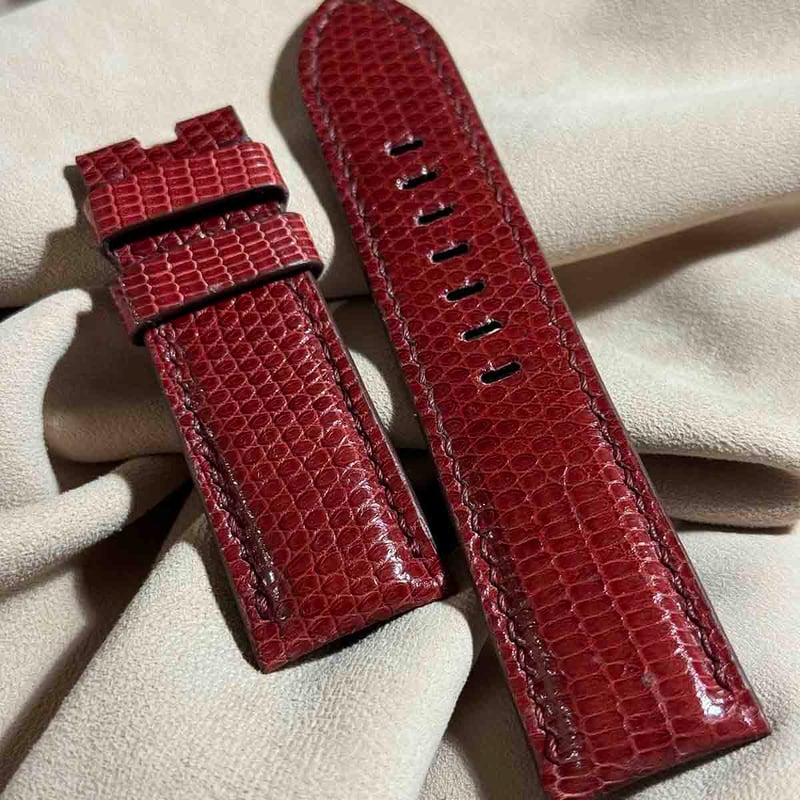 liz-287 リザード レザー 腕時計 ベルト レッド (ラグ幅24 mm