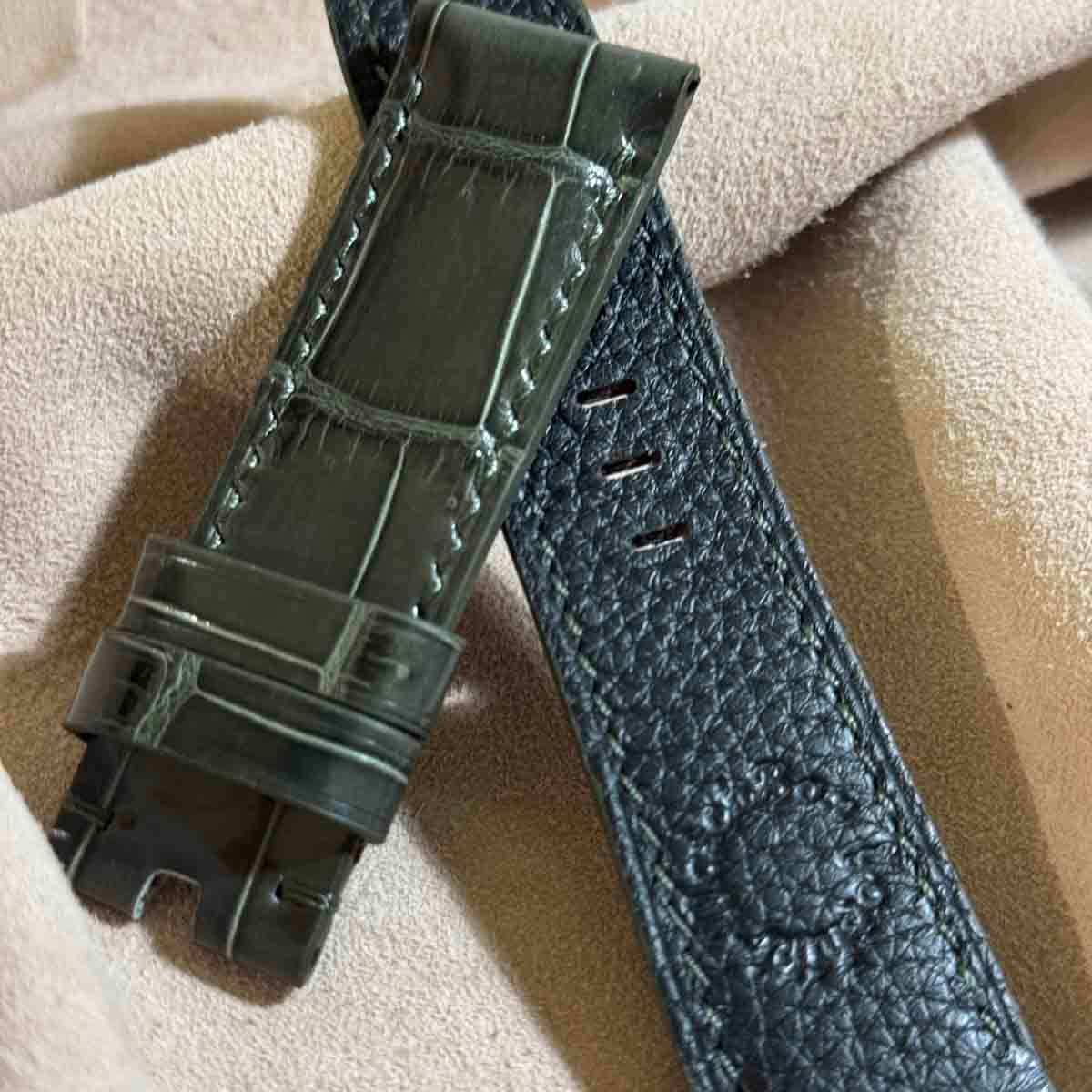 cro-1618 クロコダイル 腕時計ベルト ジェイドグリーン ラグ幅24 mm cro-1618 クロコダイル B級品 レザー 腕時計 ベルト ジェイド