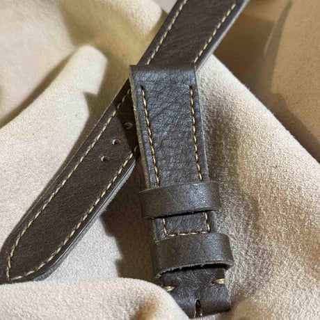 hor-235 HORWEEN バイソングレー 腕時計ベルト (ラグ20mm - バックル幅18mm)