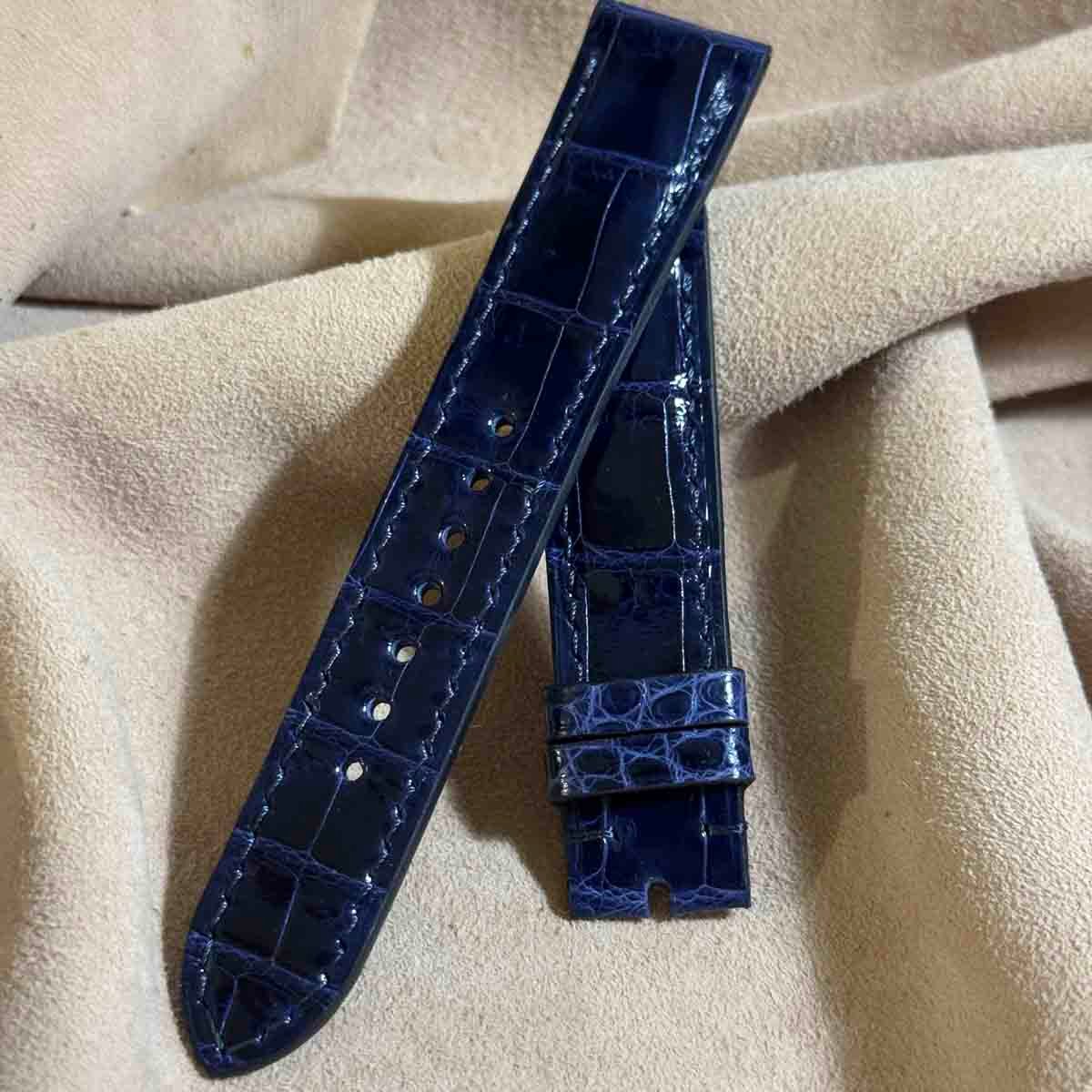 cro-1931 クロコダイル 腕時計 ベルト グロス仕上げブルー (ラグ幅20 m