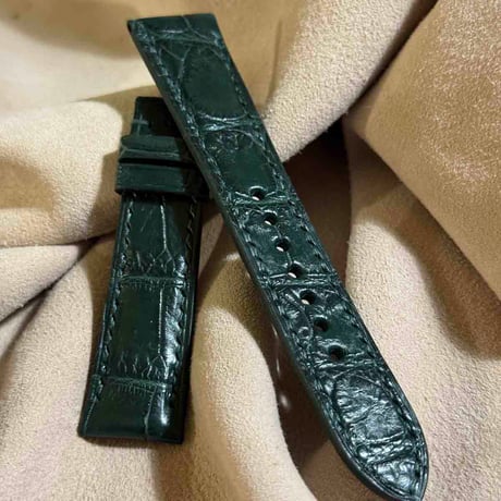 cro-1910  クロコダイル   腕時計 ベルト グリーン  (ラグ幅21 mm - バックル幅18 mm)