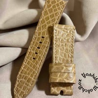 exh-07 ヌメ革クロコダイル x ホーウィンレザー 腕時計ベルト ナチュラル (ラグ幅24mm - バックル幅22mm)