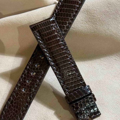 liz-340  リザード レザー 腕時計 ベルト ブラウン (ラグ幅19 mm - バックル幅16 mm)