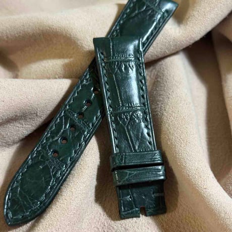cro-1910  クロコダイル   腕時計 ベルト グリーン  (ラグ幅21 mm - バックル幅18 mm)