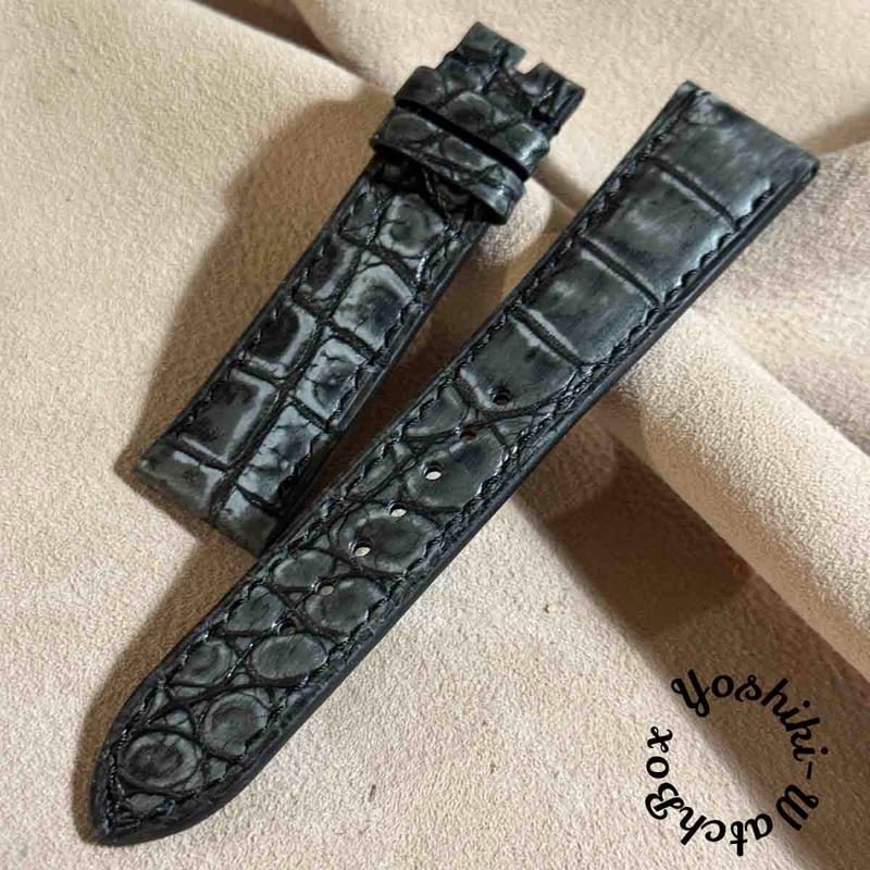cro-1896 クロコダイル 腕時計ベルト ブラック ラグ幅19mm cro-1945 クロコダイル 腕時計 ベルト ブラック (ラグ幅21 mm - バ