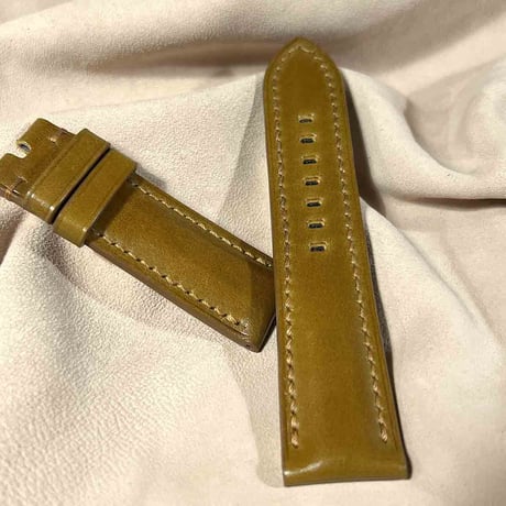 cod-247 コードバン レザー 腕時計ベルト イエローブラウン (ラグ幅26 mm - バックル幅22 mm)