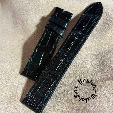 cro-2102 クロコダイル 腕時計ベルト ブラック (ラグ幅21 mm