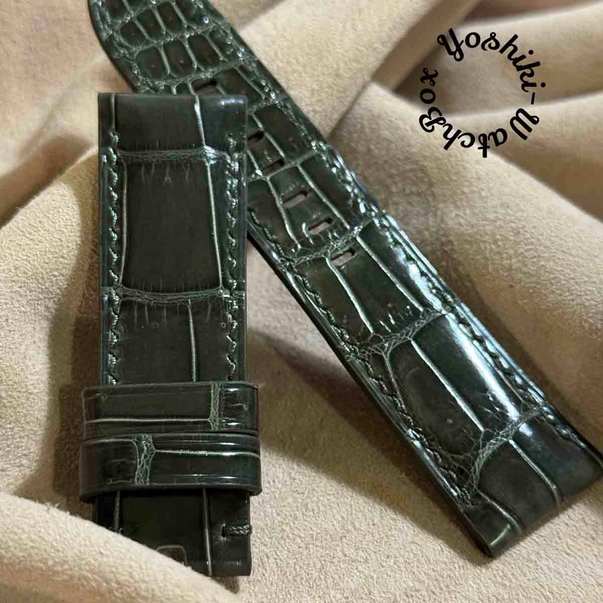 cro-1760 クロコダイル 腕時計ベルト ブラック ラグ幅24mm cro-1902 クロコダイル 腕時計 ベルト ブラック (ラグ幅24 mm