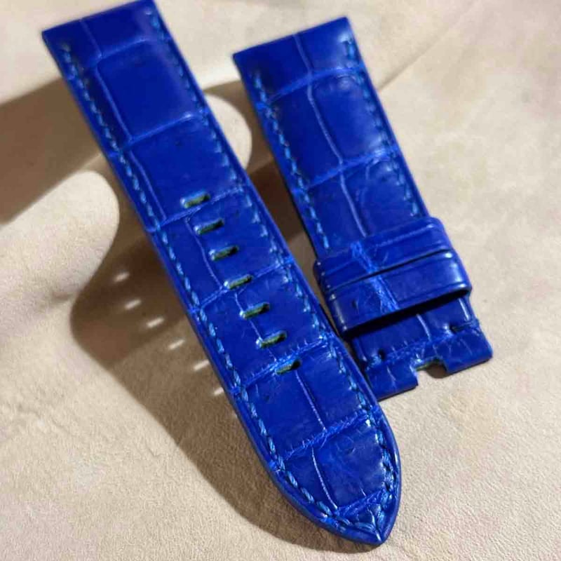 cro-1678 クロコダイル 腕時計ベルト コバルトブルー ラグ幅24 mm cro-1678 クロコダイル レザー 腕時計 ベルト コバルトブルー