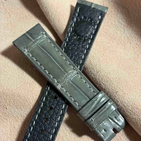 cro-2060  クロコダイル  腕時計ベルト グレー　(ラグ幅19 mm - バックル幅16 mm)