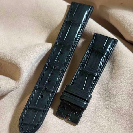cro-1866  クロコダイル  腕時計 ベルト ダークグレー  (ラグ幅20 mm - バックル幅18 mm)