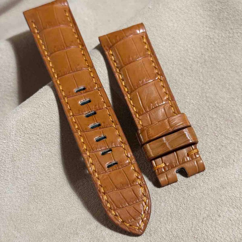 cro-1827 クロコダイル レザー 腕時計 ベルト ライトブラウン (ラグ幅