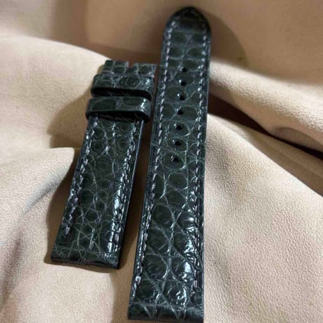 cro-1867  クロコダイル  腕時計 ベルト グレー  (ラグ幅20 mm - バックル幅18 mm)