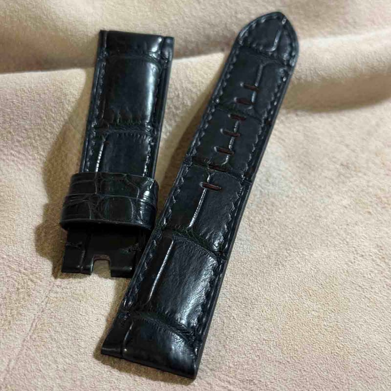 cro-1906 クロコダイル 腕時計 ベルト ブラック (ラグ幅22 mm