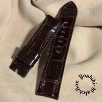 cro-2145  クロコダイル  腕時計ベルト ダークブラウン (ラグ幅22 mm - バックル幅20 mm)