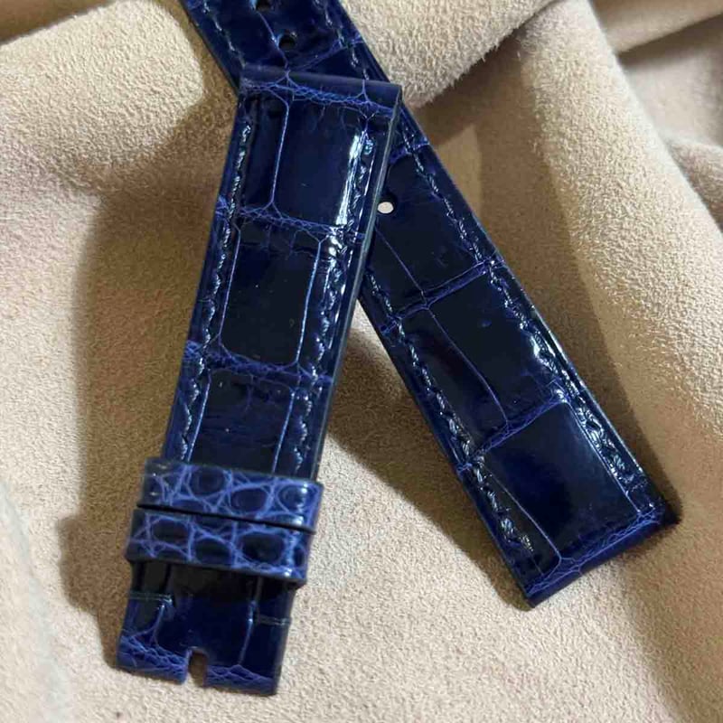 cro-1931 クロコダイル 腕時計 ベルト グロス仕上げブルー (ラグ幅20 m
