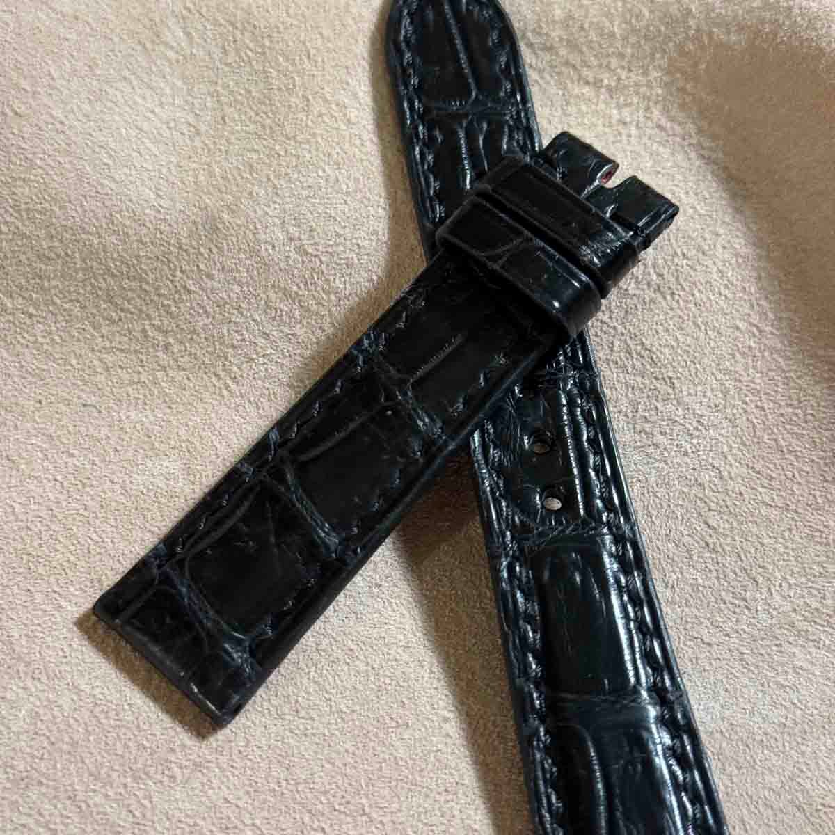 cro-1916 クロコダイル 腕時計ベルト ブラック ラグ幅18mm cro-1891 クロコダイル 腕時計 ベルト ブラック (ラグ幅19 mm - バッ
