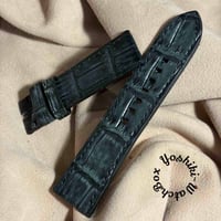 cro-2081  ヌバック クロコダイル  腕時計ベルト ブラック　(ラグ幅24 mm - バックル幅22 mm)