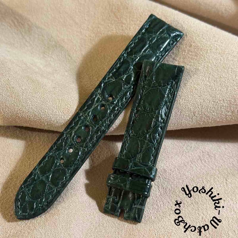 cro-1898 クロコダイル 腕時計 ベルト グリーン (ラグ幅20 mm