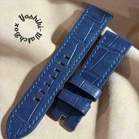 cro-2109  クロコダイル  腕時計ベルト ライトブルー　(ラグ幅22 mm - バックル幅20 mm)