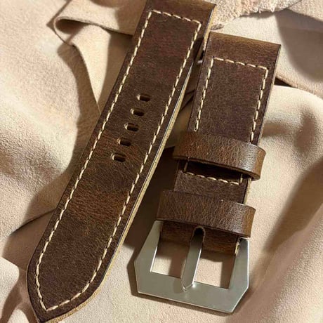 hor-272 サンプル品 HORWEEN ダービー / ブラウン GPFバックル付属 腕時計ベルト (ラグ26mm - バックル幅26mm)