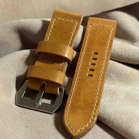 hor-269 サンプル品 HORWEEN ダービー / ライトナチュラル GPFバックル付属 腕時計ベルト (ラグ26mm - バックル幅26mm)