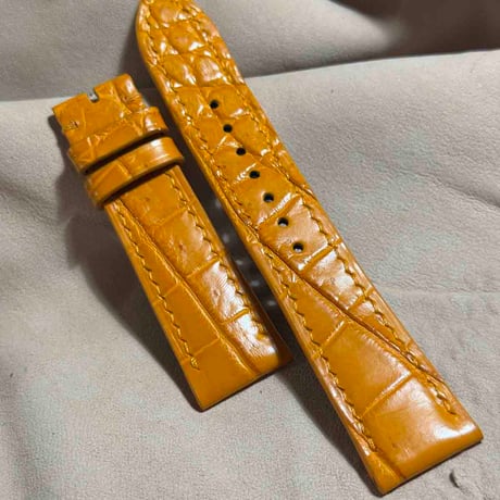 cro-1793 クロコダイル レザー 腕時計 ベルト オレンジ  (ラグ幅21 mm - バックル幅18 mm)