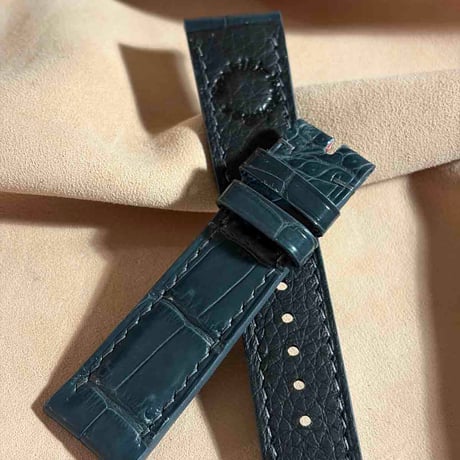cro-1985  クロコダイル  腕時計 ベルト ブルーグレー  (ラグ幅21 mm - バックル幅 18 mm)