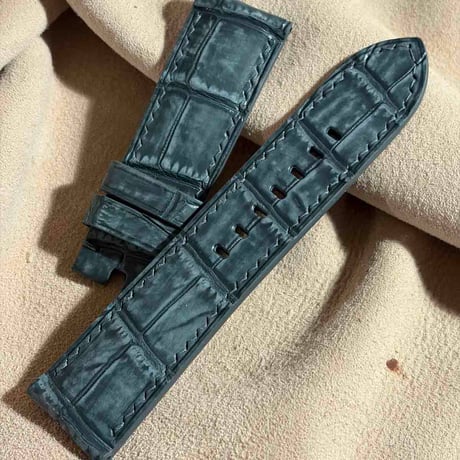 cro-2040 ヌバック クロコダイル  腕時計ベルト グレー (ラグ幅24 mm - バックル幅22 mm)