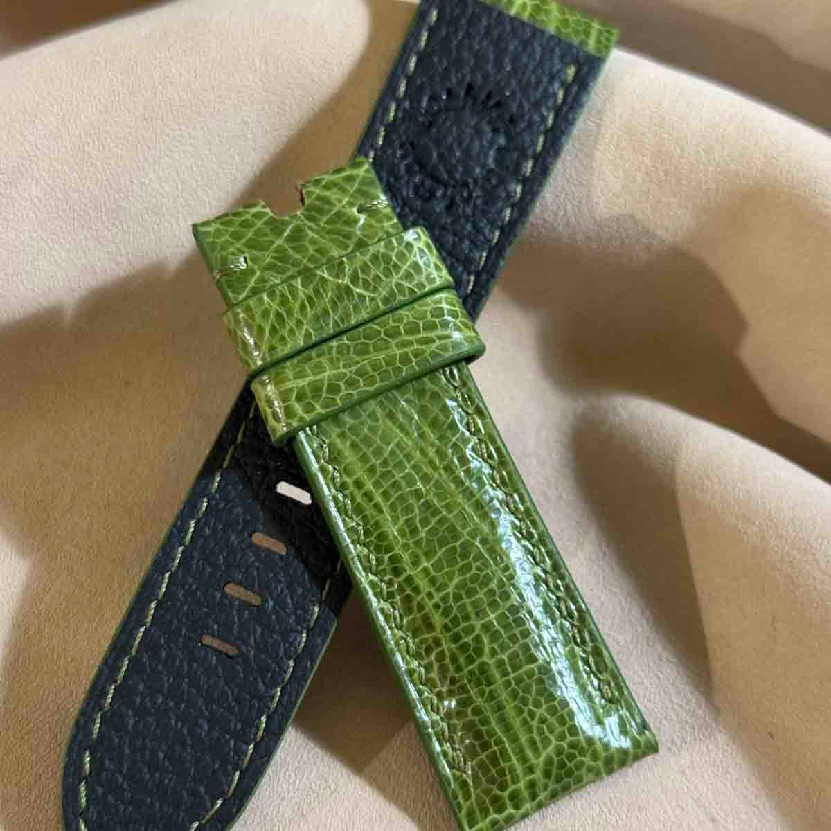 ost-424 オーストリッチレザー 腕時計ベルト グリーン (ラグ幅