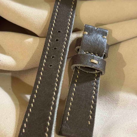 hor-234 HORWEEN バイソングレー 腕時計ベルト (ラグ19mm - バックル幅16mm)