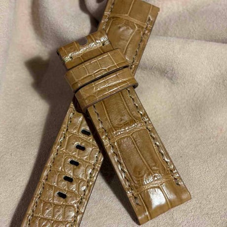 cro-2146  クロコダイル  腕時計ベルト コーヒーブラウン (ラグ幅22 mm - バックル幅20 mm)